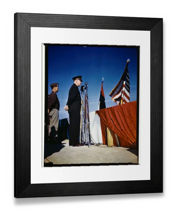 Framed Print : Dwight Eisenhower Addressing Troops Framed Print : Dwight Eisenhower Addressing Troops