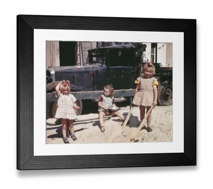 Framed Print : Children Playing After Returning from Evacuation