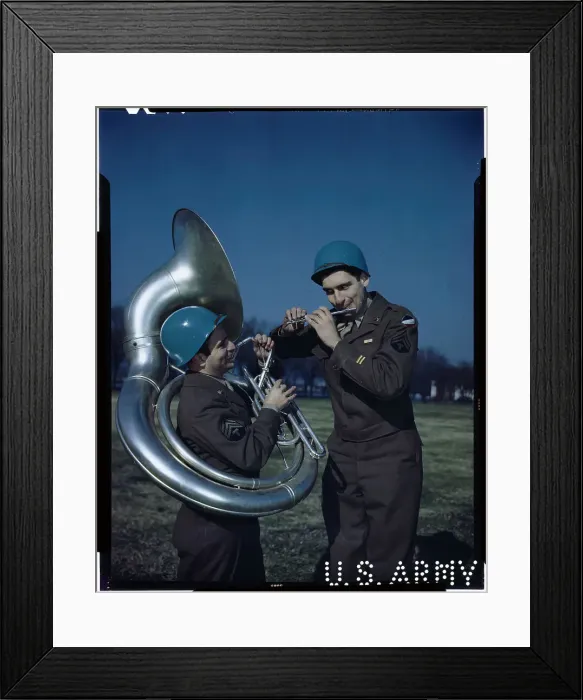 Framed Print : Two Soldiers with Musical Instruments Framed Print : Two Soldiers with Musical Instruments