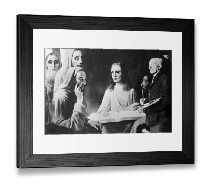 Framed Print : Artist Hans Van Meegeren Standing with Large Portrait Framed Print : Artist Hans Van Meegeren Standing with Large Portrait