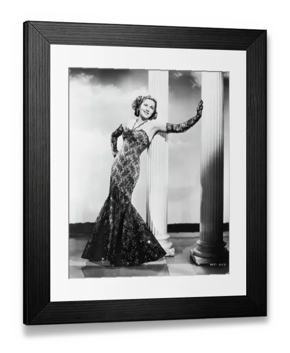Framed Print : Joan Fontaine Stands Leaning on Column Framed Print : Joan Fontaine Stands Leaning on Column