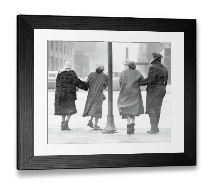 Framed Print : Pedestrians Caught in a Snowstorm Framed Print : Pedestrians Caught in a Snowstorm