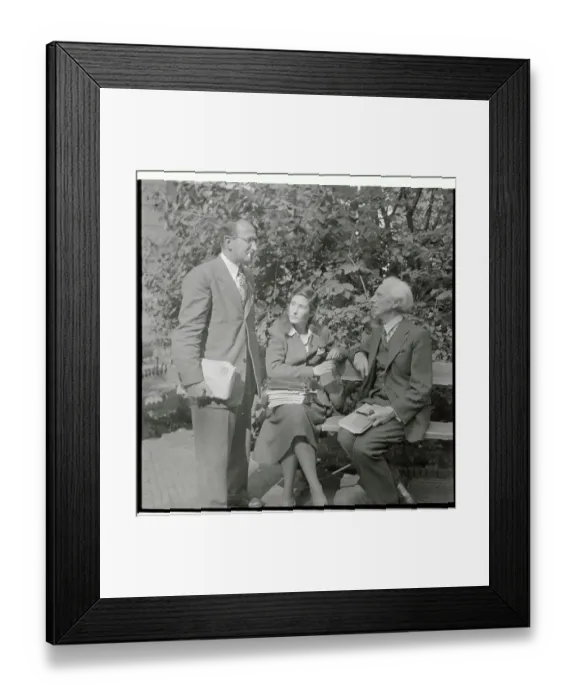 Framed Print : Sidney Hook Conversing Outside Building