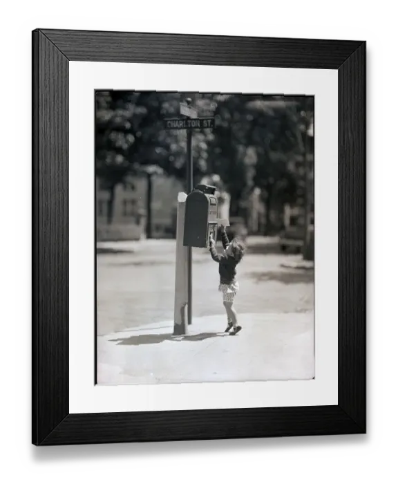 Framed Print : Child Reaching into Mailbox Framed Print : Child Reaching into Mailbox