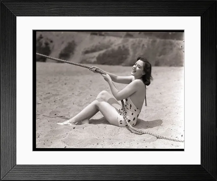 Framed Print : Woman Pulling on a Rope Framed Print : Woman Pulling on a Rope