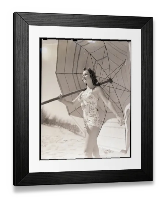 Framed Print : Woman Carrying Huge Umbrella Framed Print : Woman Carrying Huge Umbrella