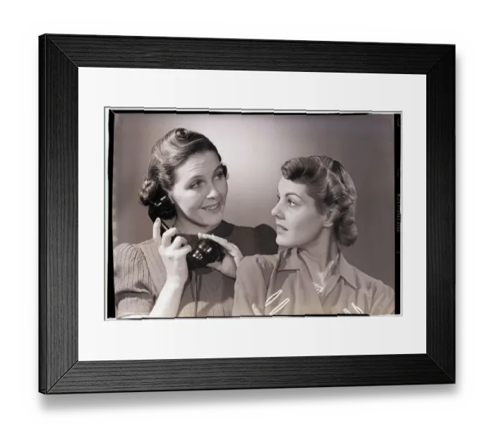 Framed Print : Two Women with Telephone Framed Print : Two Women with Telephone