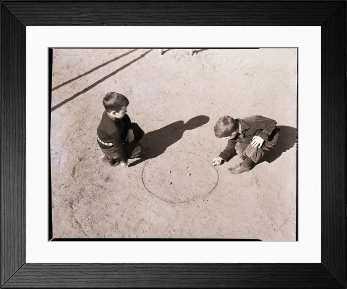 Framed Print : Boys Playing Marbles