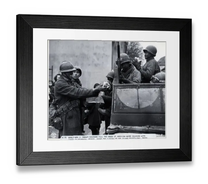 Framed Print : World War Ii French Soldiers Give Candy Framed Print : World War Ii French Soldiers Give Candy