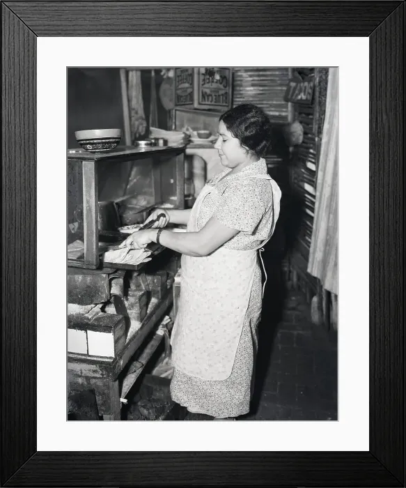 Framed Print : Street Vendor Preparing Tacos on Olvera Street Framed Print : Street Vendor Preparing Tacos on Olvera Street