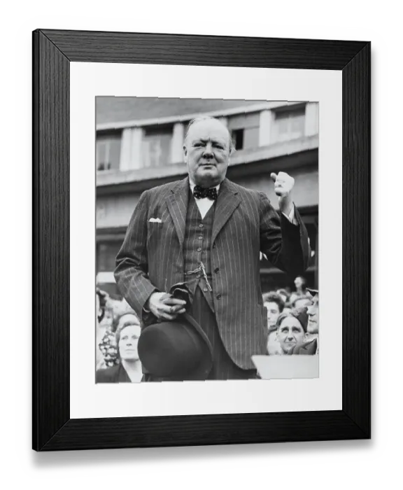 Framed Print : Winston Churchill Addressing Crowd Framed Print : Winston Churchill Addressing Crowd