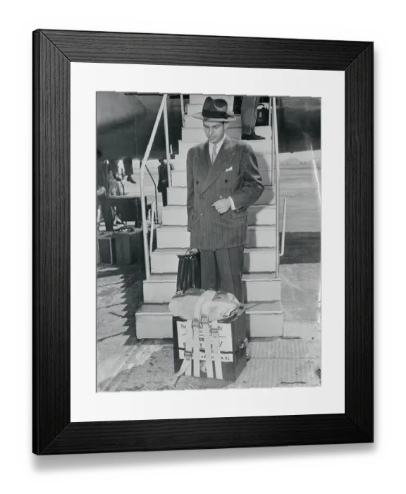 Framed Print : Alger Hiss Exiting Airplane with Case Framed Print : Alger Hiss Exiting Airplane with Case