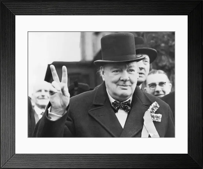 Framed Print : Winston Churchill Gives Victory Sign Framed Print : Winston Churchill Gives Victory Sign