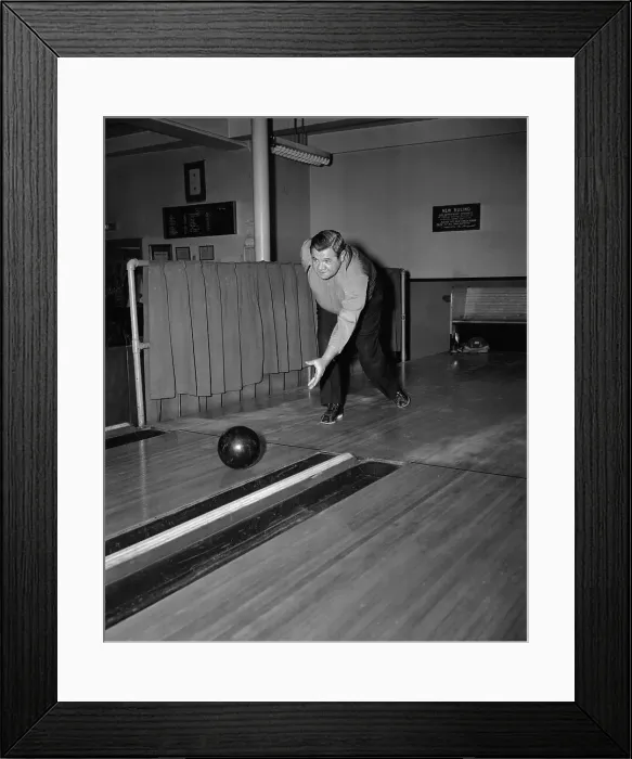 Framed Print : Babe Ruth Bowling at West End Alleys Framed Print : Babe Ruth Bowling at West End Alleys