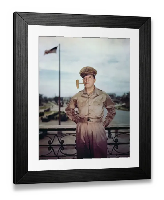 Framed Print : General Douglas MacArthur with Pipe in Mouth Framed Print : General Douglas MacArthur with Pipe in Mouth
