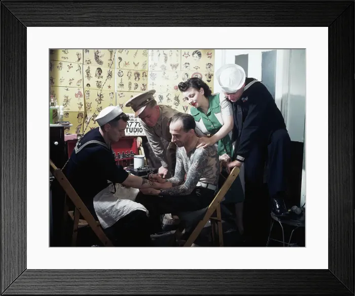 Framed Print : Tattoo Artist Tattoos Sailors Framed Print : Tattoo Artist Tattoos Sailors