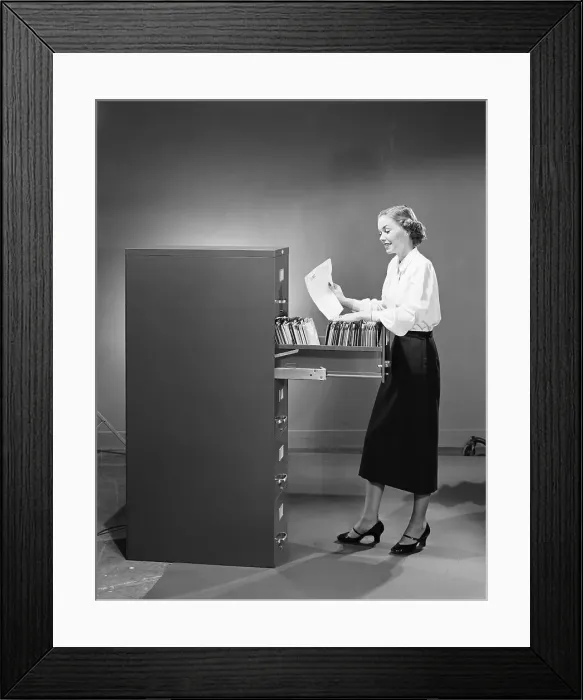 Framed Print : Secretary Filing Framed Print : Secretary Filing