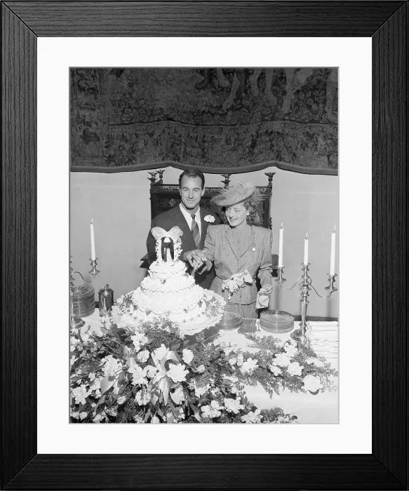 Framed Print : Bette Davis With Husband & Wedding Cake Framed Print : Bette Davis With Husband & Wedding Cake