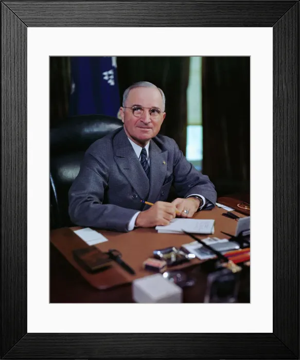 Framed Print : Harry Truman at His Desk Framed Print : Harry Truman at His Desk