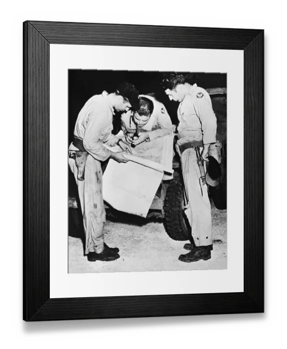 Framed Print : Military Men Studying Map Of Nagasaki Framed Print : Military Men Studying Map Of Nagasaki