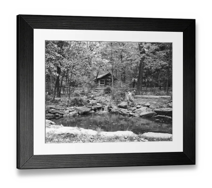 Framed Print : Little Boy Fishing in Pond Framed Print : Little Boy Fishing in Pond
