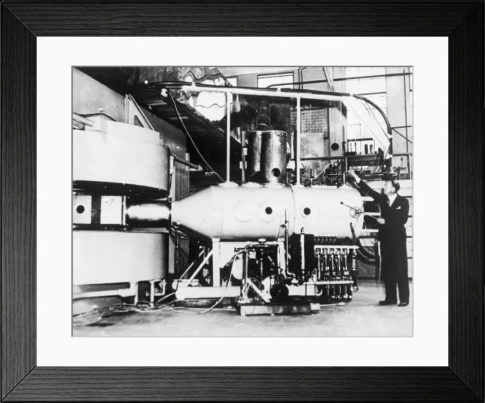 Framed Print : Inventor Ernest Orlando Lawrence Next to a Cyclotron Framed Print : Inventor Ernest Orlando Lawrence Next to a Cyclotron