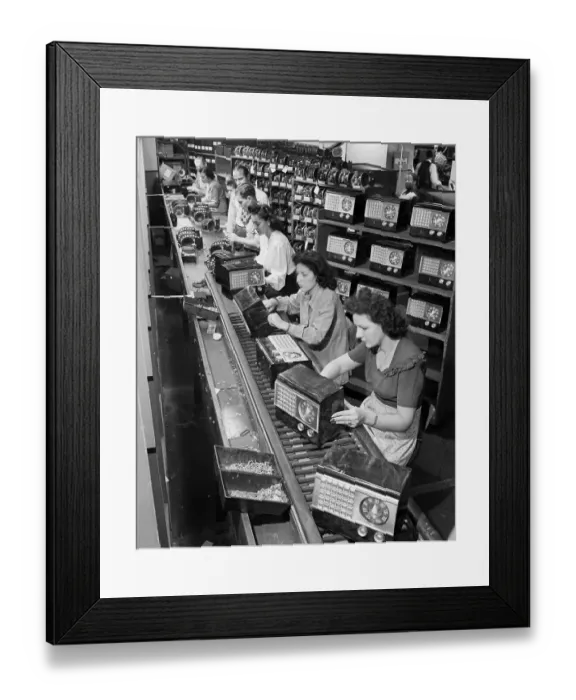 Framed Print : Radio Assembly Line in New York