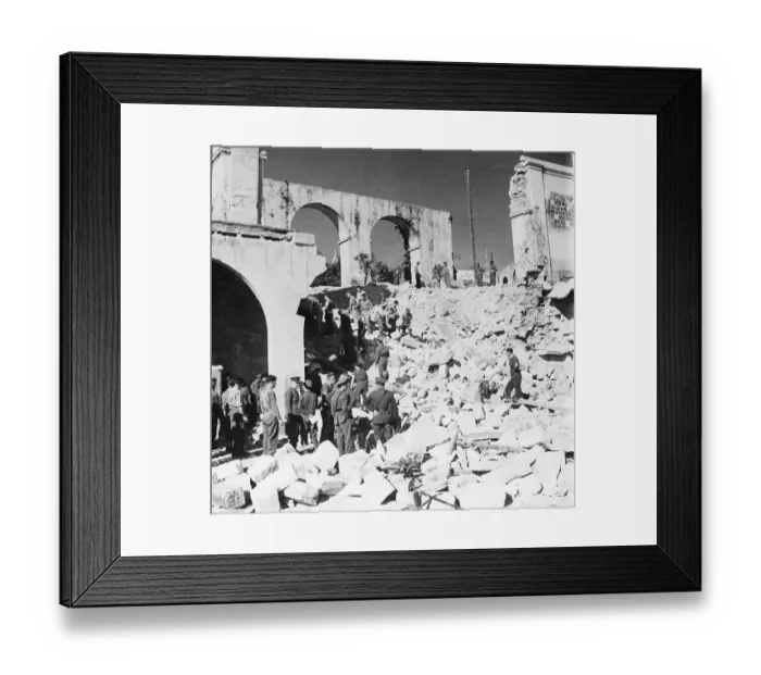 Framed Print : British Troops Clearing Up Debris on Malta Framed Print : British Troops Clearing Up Debris on Malta