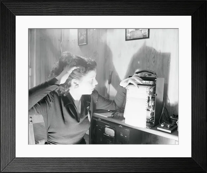Framed Print : Police Assistant with Lie Detector Graph Framed Print : Police Assistant with Lie Detector Graph