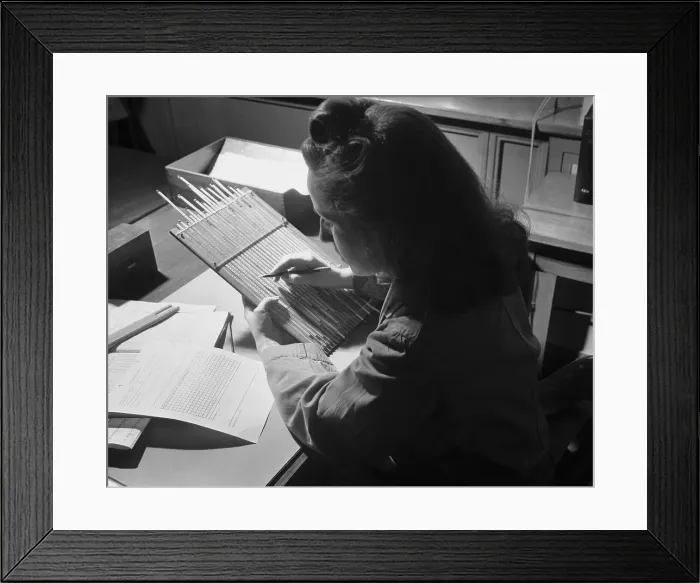 Framed Print : Woman Deciphering Code Message Framed Print : Woman Deciphering Code Message