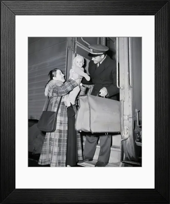 Framed Print : Commander Meeting Son On Train;1St Time Framed Print : Commander Meeting Son On Train;1St Time