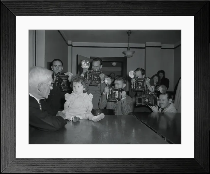 Framed Print : Cameramen Photographing Joan Barry's Daughter Framed Print : Cameramen Photographing Joan Barry's Daughter
