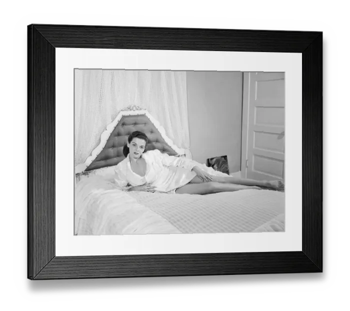 Framed Print : Jane Russell on Bed Framed Print : Jane Russell on Bed
