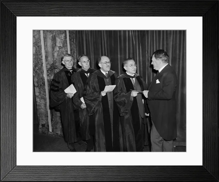 Framed Print : Nobel Winners Shake Hands W / Minister Framed Print : Nobel Winners Shake Hands W / Minister