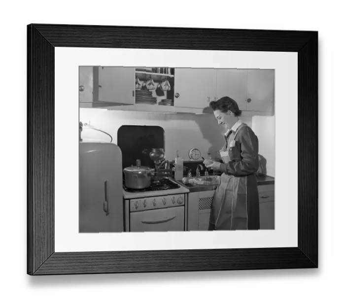 Framed Print : Nurse in Kitchen Peeling Potatoes Framed Print : Nurse in Kitchen Peeling Potatoes