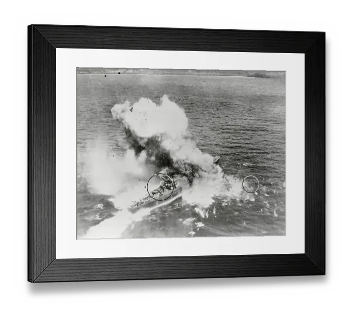 Framed Print : Smoke Billowing from Japanese Vessel Framed Print : Smoke Billowing from Japanese Vessel