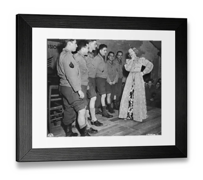Framed Print : Marlene Dietrich Looking at Soldiers Legs