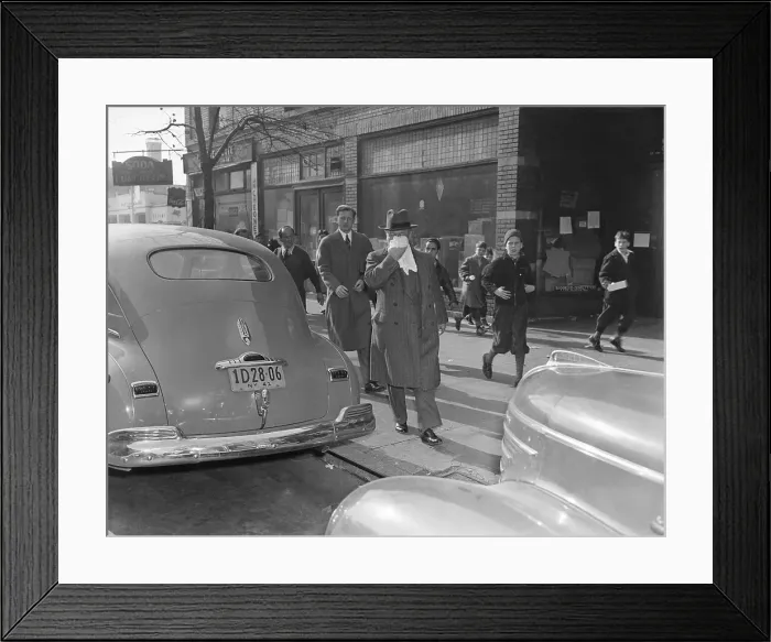 Framed Print : Gangster Johnny Torrio Walking with His Face Covered Framed Print : Gangster Johnny Torrio Walking with His Face Covered