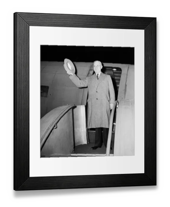 Framed Print : Harry Truman Stepping Off Of Plane Framed Print : Harry Truman Stepping Off Of Plane