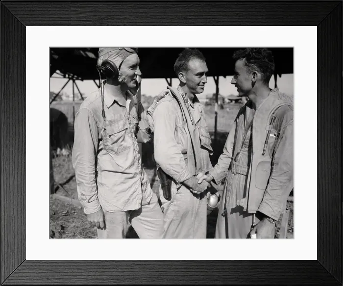 Framed Print : Navy Pilots Greeting Eachother Framed Print : Navy Pilots Greeting Eachother