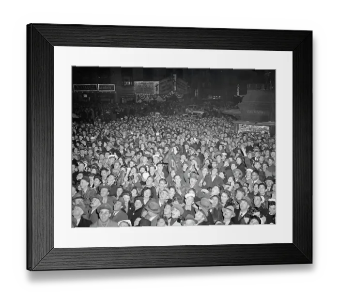 Framed Print : Crowd Awaiting Election Results at New York Times Board