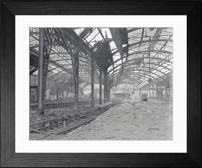 Framed Print : Soldier Standing Amid Rubble Framed Print : Soldier Standing Amid Rubble