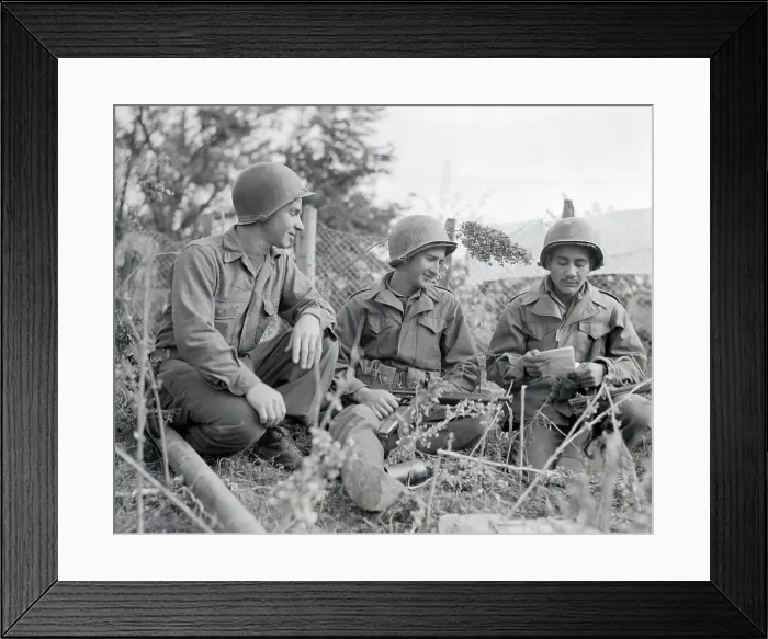 Framed Print : Pfc. Celistino Faris Reading His Mail Framed Print : Pfc. Celistino Faris Reading His Mail
