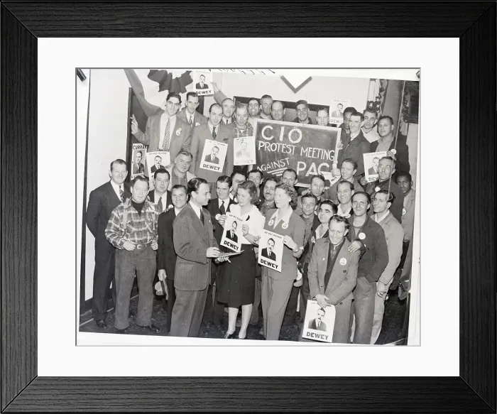 Framed Print : Shipyard Workers Demonstrate for Dewey Framed Print : Shipyard Workers Demonstrate for Dewey