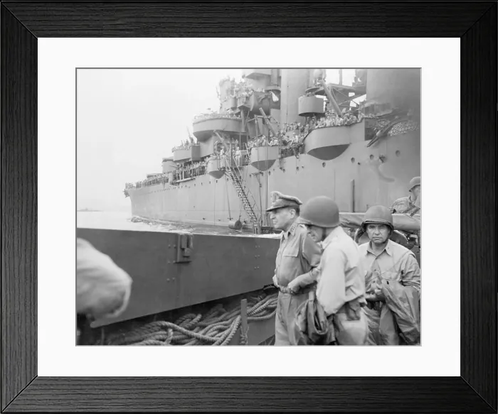 Framed Print : Gen Douglas MacArthur on Boat to Shore Framed Print : Gen Douglas MacArthur on Boat to Shore