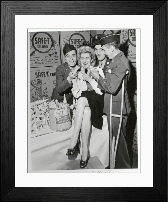 Framed Print : Army Vets and Hostess Eating Ice Cream Cones Framed Print : Army Vets and Hostess Eating Ice Cream Cones