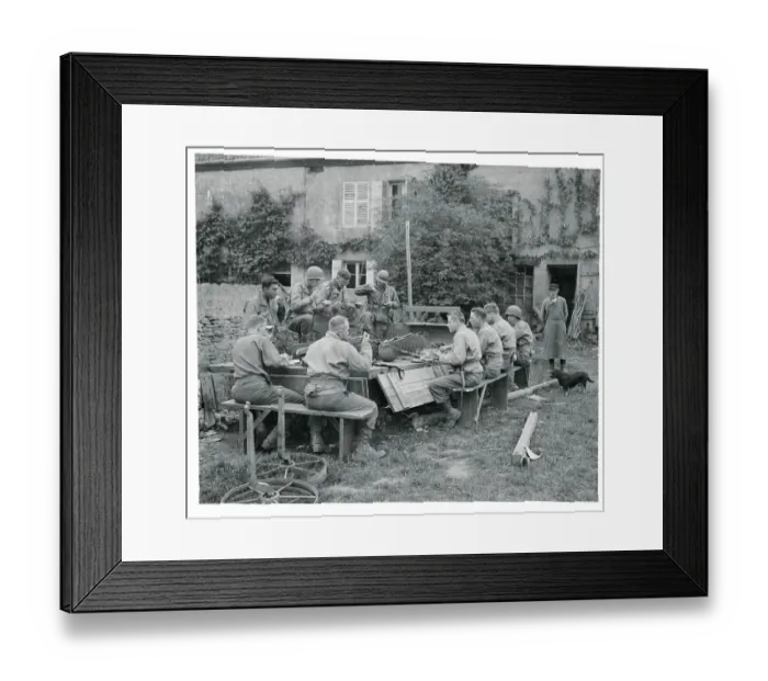 Framed Print : Infantrymen Eating Food Framed Print : Infantrymen Eating Food