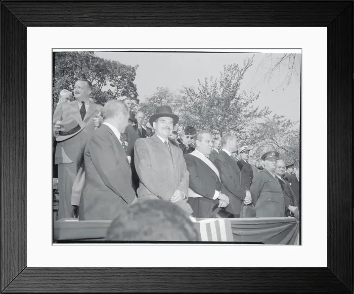Framed Print : City Officials and Leaders Watching Columbus Day Parade Framed Print : City Officials and Leaders Watching Columbus Day Parade