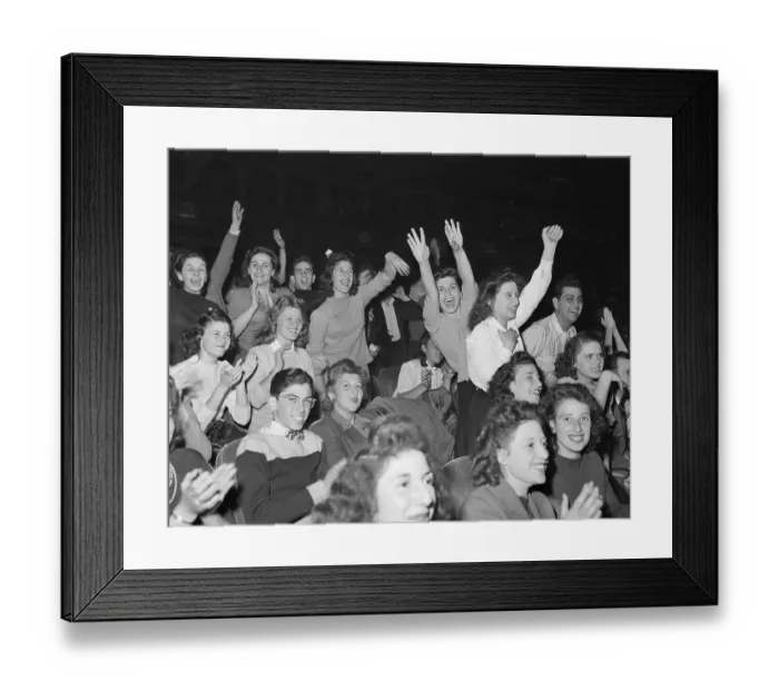 Framed Print : Girls Cheering For Frank Sinatra Framed Print : Girls Cheering For Frank Sinatra