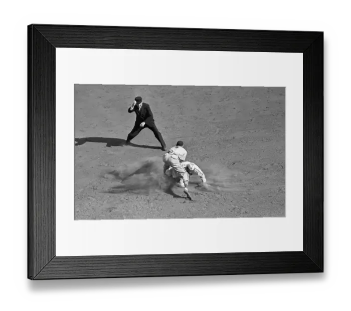 Framed Print : Baseball Action; Player Is Forced Out Framed Print : Baseball Action; Player Is Forced Out